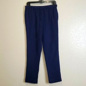 Magaschoni Women's Organic Cotton Gauze Cropped Pull-On Pants Blue Medium Beachy